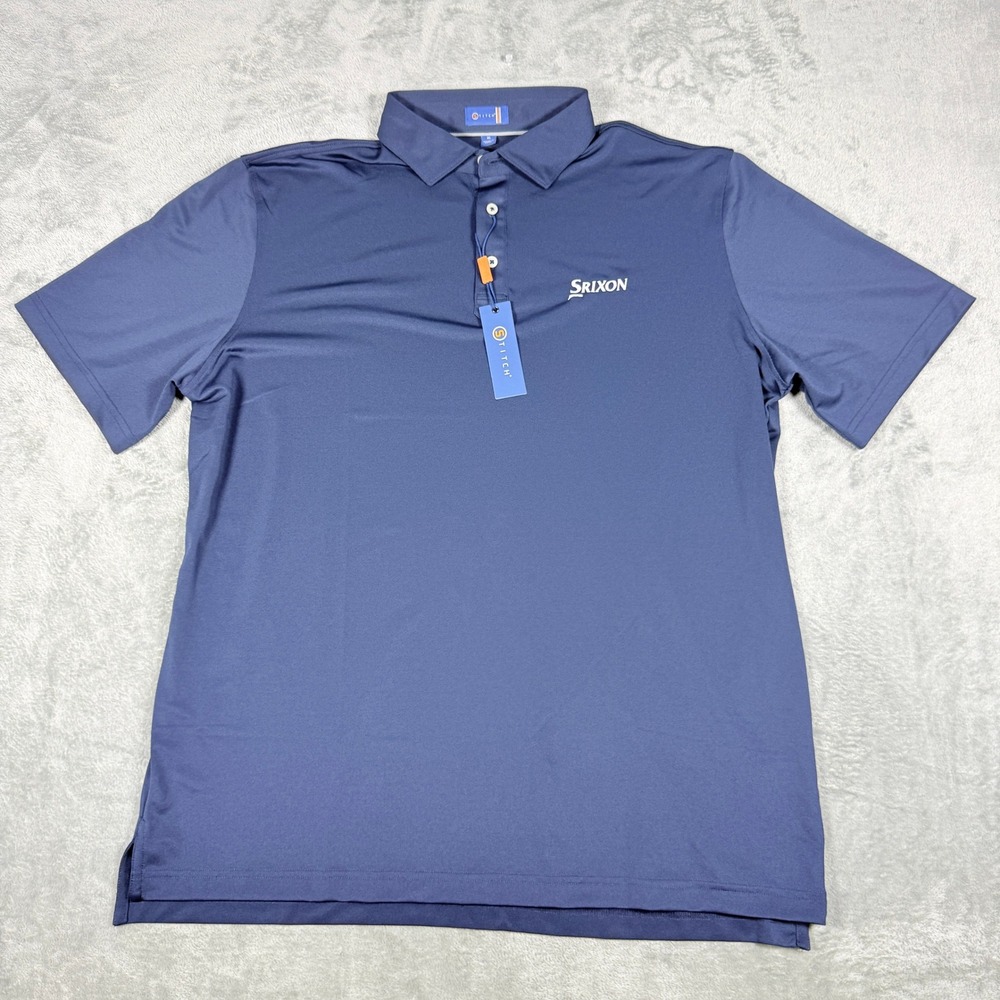 Stitch Golf Mens XL Polo Shirt Midnight Blue Srixon Logo Pique NEW